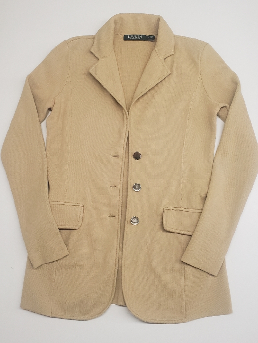 Lauren Ralph Lauren Women's Tan Sweater-Knit Blazer Size XS